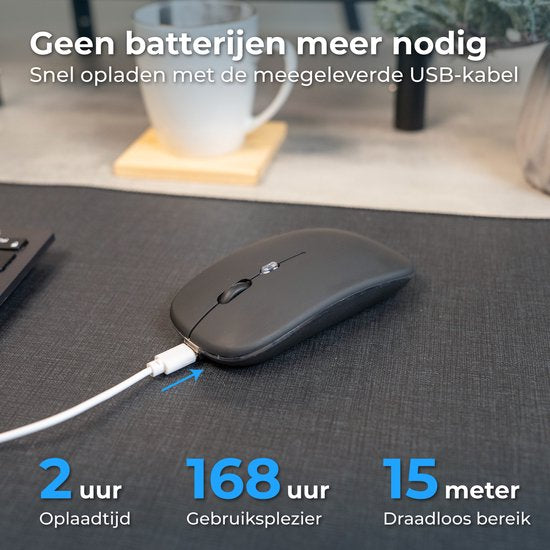Nuvance Wireless Mouse - Bluetooth - Silent - Laptop & Gaming - Wireless - Computer Mouse - Left & Right Handed - Black