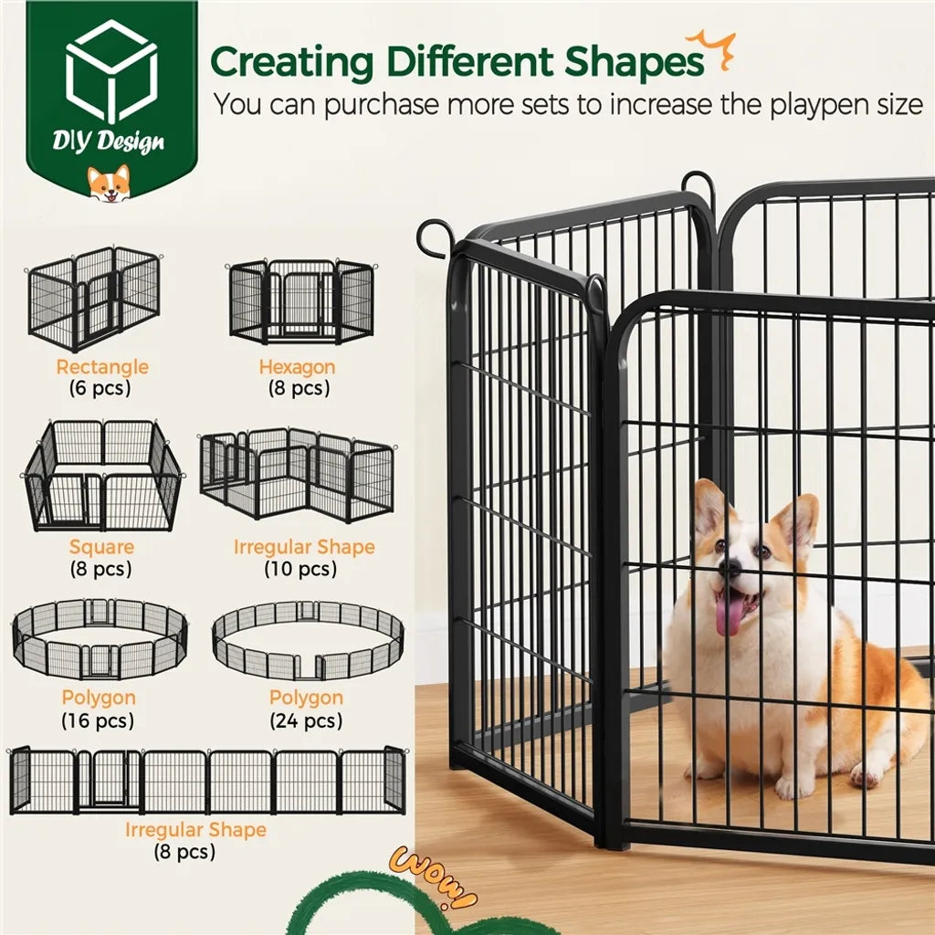 Yaheetech Enclos pour chiots - 16 pièces - Pliable - 60,5 cm de hauteur - Verrouillage automatique - Noir