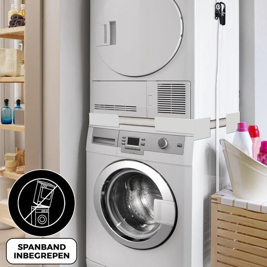 Vonia Entretoise lave-linge séchant - Kit d'empilage lave-linge séchant - Universel - Ajustable - Blanc