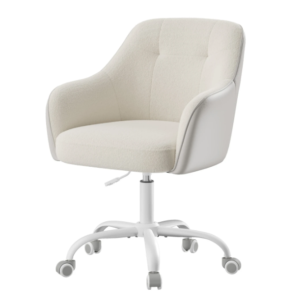 Chaise de bureau Ochama Sherpa en tissu - Beige cappuccino - Hauteur réglable de 78 à 88 cm