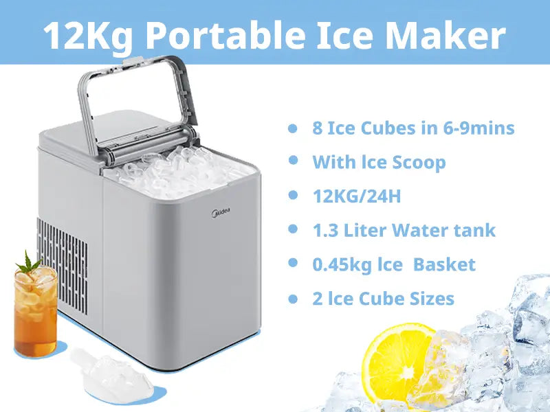 Machine à glaçons « Comfee » grise - 12 kg/24 h - Glaçons en 6 minutes - Autonettoyante