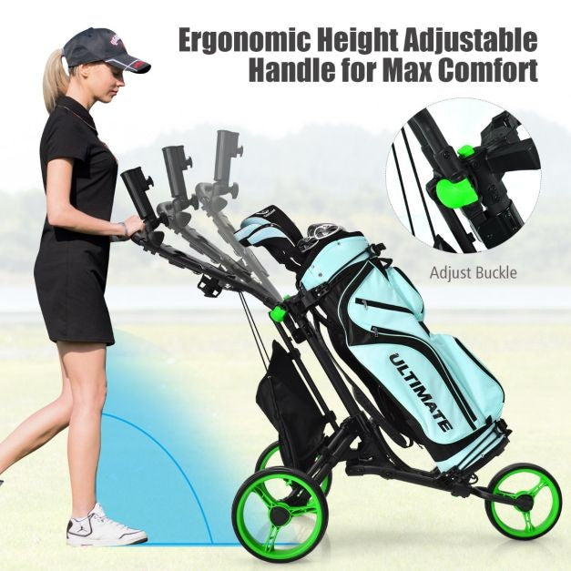 Chariot de golf à 3 roues Chariot de golf à pliage rapide Chariot de golf à pied Support de sac de golf Chariot de golf pour clubs de golf Chariot de golf