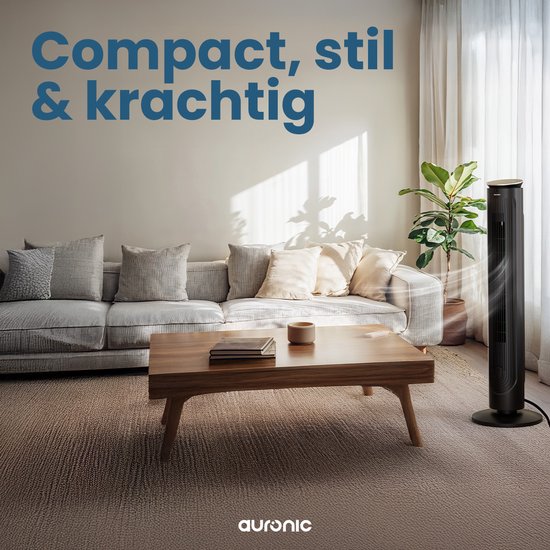 Auronic Tower Fan - Floor Fan - Air Cooler - Standing Fan - 105 CM - 5 Speeds - With Remote Control - Silent Fan - Fan - 45 dB - Black