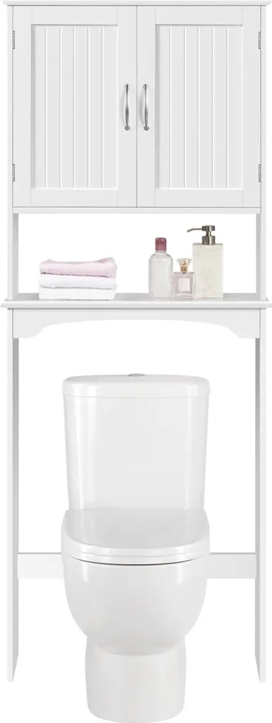 Armoire de salle de bains Yaheetech 75 x 23 x 180 cm - Blanche - Armoire à poser pour WC ou lave-linge avec étagère réglable