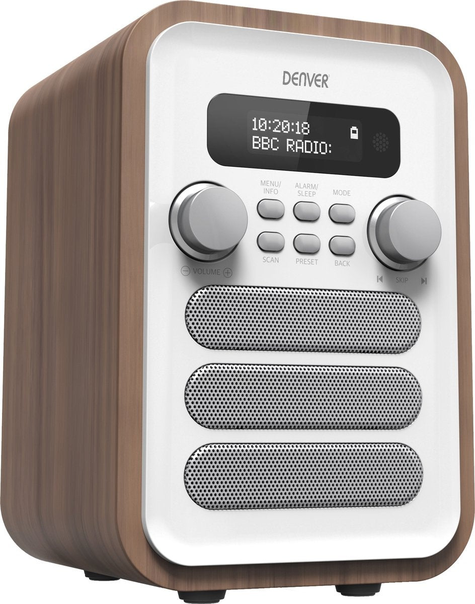 Radio rétro - Denver DAB+/ FM Radio - Bluetooth - Ecran LCD - Blanc