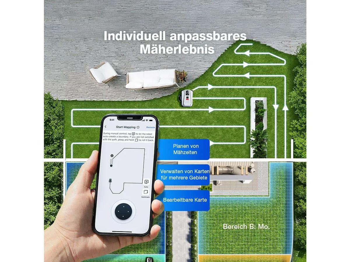 Tondeuse robot Ecovacs GOAT A1600 LiDAR PRO - Batterie et station de recharge incluses - Tond jusqu'à 1 600 m²