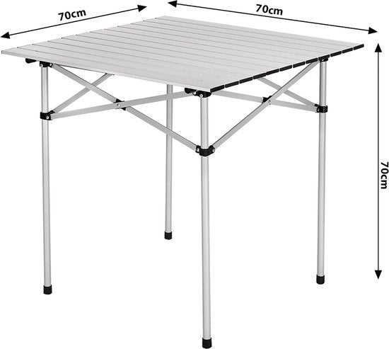 tectake® - Table de camping - Pliante - Sac de transport inclus - 70 x 70 cm - Gris