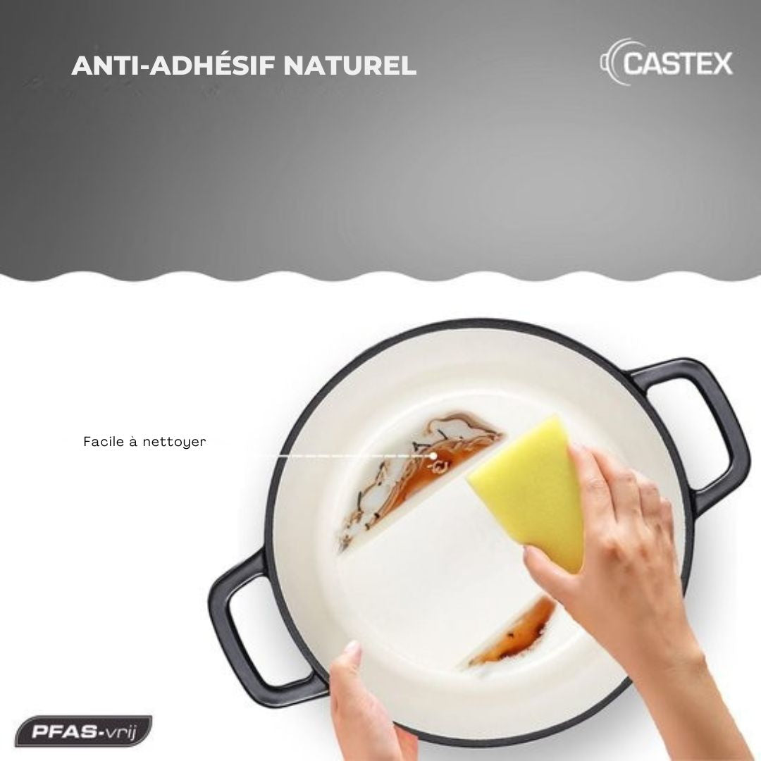 Casserole en fonte Elegance Royal - Castex - avec couvercle 24 cm - Noir