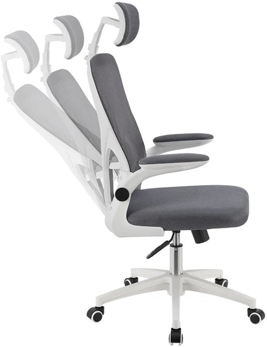 Juskys Chaise de bureau ergonomique - Baltimore - Blanc / Gris