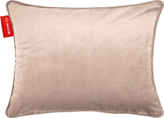 Auronic Oreiller chauffant - Velours - 45x60 - Sans fil - Rechargeable - Oreiller électrique - Infrarouge - Rose