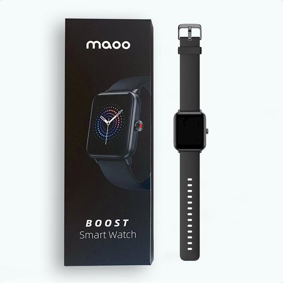 MAOO BOOST Smartwatch - Waterproof - Smartwatch homme - Smartwatch femme - Podomètre - Montre - Cadeau Sinterklaas - Noir