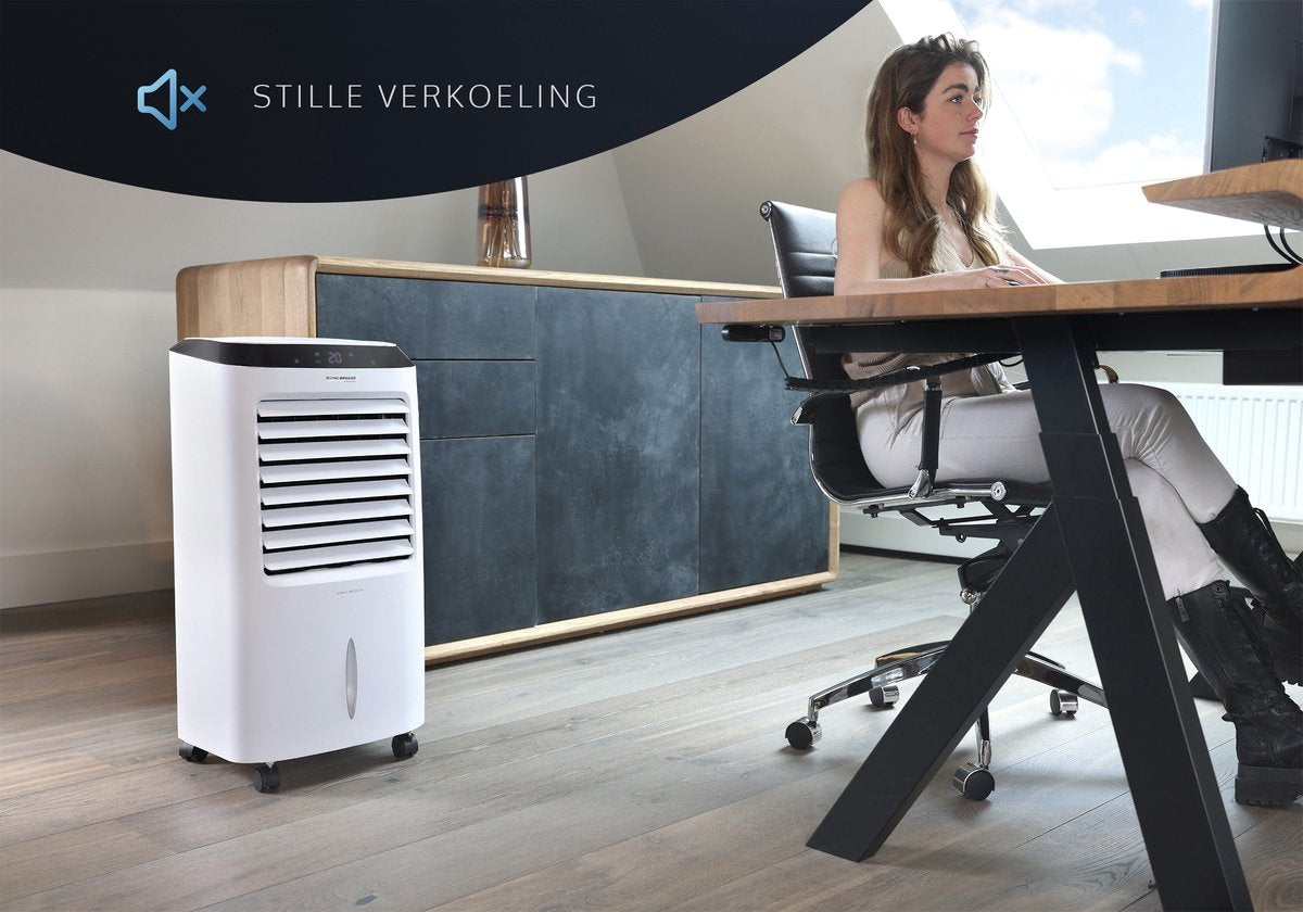 JAP Appliances Edmonton - 4 in 1 Aircooler, Ventilator, Ionisator en luchtbevochtiger - Met afstandsbediening en timer - Inclusief 2 koelelementen - Mat wit