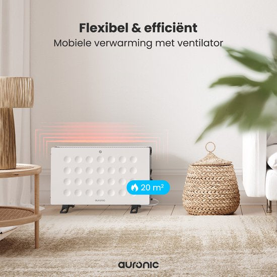 Auronic Convector Heater - 2000W - Ventilateur intégré - Chauffage électrique - Avec thermostat - Chauffage - Blanc