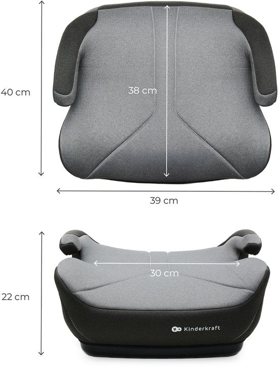 Kinderkraft I-BOOST 2 i-Size - Rehausseur - Siège auto rehausseur - 125-150 cm, 22-36 kg – 6-12 ans – Homologué R129 – Gris