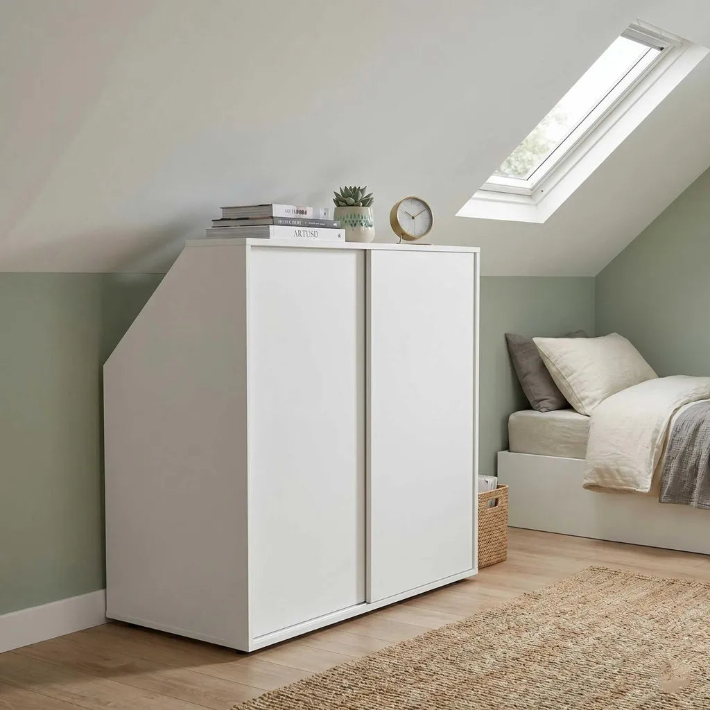 Armoire à portes coulissantes Coast avec tringle à vêtements - 100 x 50 x 100 cm - Blanc