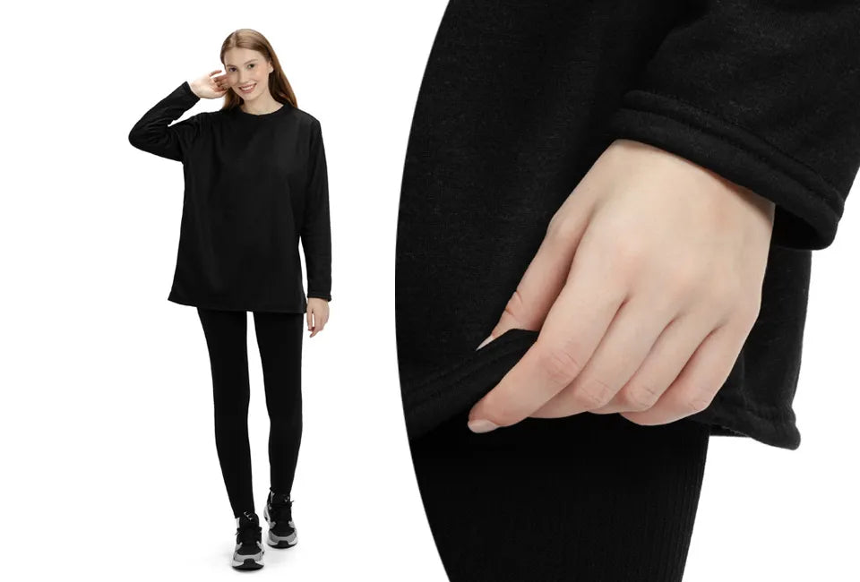 Tunique en polaire Milanoro pour femme - Doublée pour plus de chaleur - Noire - Taille L
