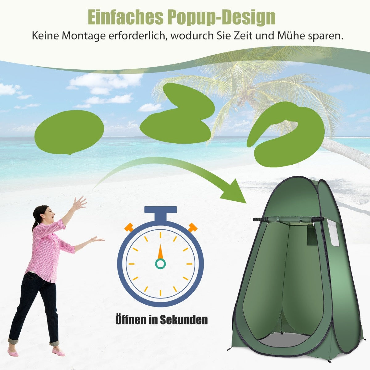Coast Tente douche de plage Tente dressing Tente toilettes Tente latérale Grande tente cabine pliante-Vert