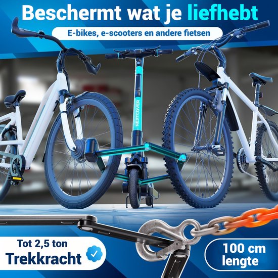Nextcover Cadenas pliant 100cm FoldOne Pro | Cadenas pour vélo avec trois clés | Cadenas pour vélo avec support | Cadenas pour vélos, vélos électriques, scooters électriques | SteelSecure Technology 3.0