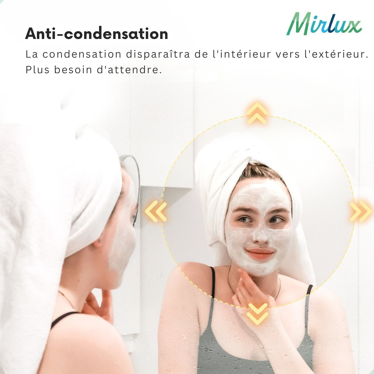 Miroir de salle de bain Mirlux - avec éclairage LED et chauffage - Miroir mural rond - Miroir de douche anti-condensation - 100CM