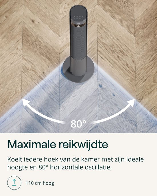 Duux Elevate – Ventilateur colonne silencieux avec ioniseur – 26 vitesses et mode veille - Gris