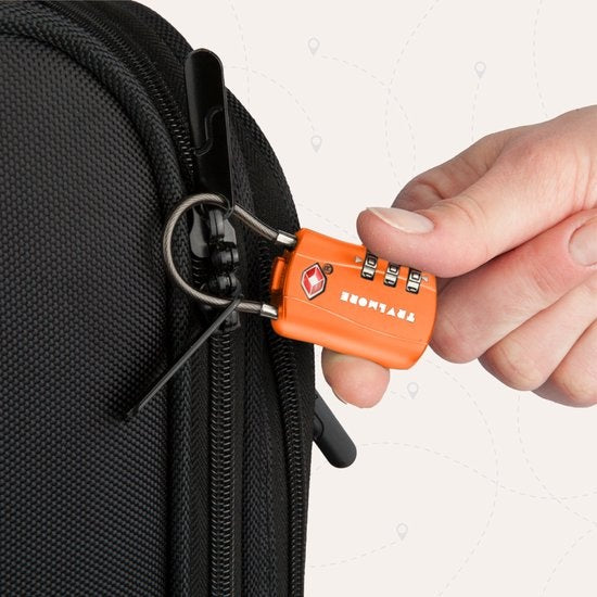 TRVLMORE Serrure de valise - Serrure de voyage TSA - Cadenas - 3 chiffres - 2 pièces - Serrure à chiffres - Orange