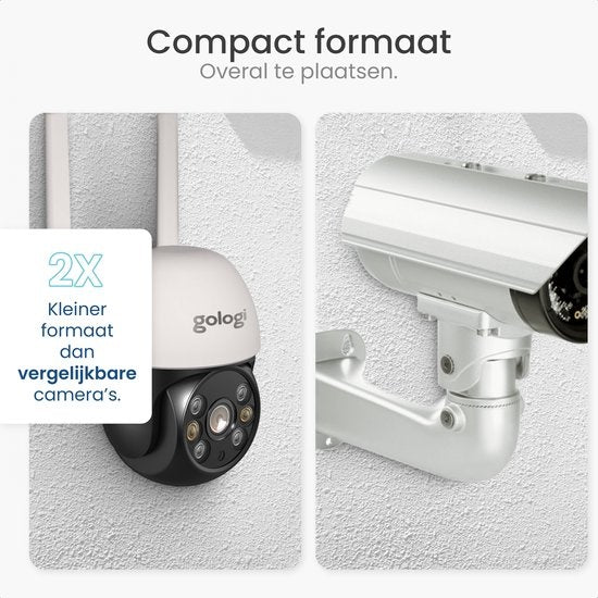Caméra extérieure Gologi - Caméra extérieure avec vision nocturne - Caméra de sécurité - Caméra IP - Caméra de sécurité - Zoom numérique 4x - 3MP - Avec wifi et application