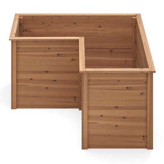 coast - Bac potager carré en bois 120x120x63 cm - Pin naturel - Base ouverte en forme de L - Marron