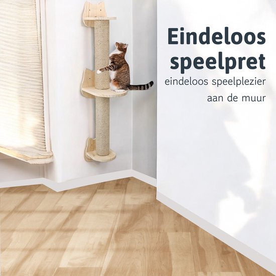 Mur d'escalade pour chat - griffoir - 2 plateformes - Mur d'escalade pour chat - Mur - Mur d'escalade pour chat - Pour grands chats - Mur d'escalade - set complet