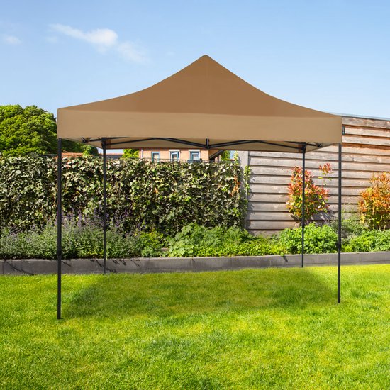 VONROC Party Tent - 3x3 m - Premium easy-up Party Tent - Modular Design - Foldable - Waterproof - Steel Frame - 50+ UV Protection - Incl. Storage Bag - Beige
