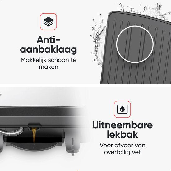 Kitchenwell Gril de contact - Appareil à griller - Appareil à toaster - Antiadhésif - Gril 3-en-1 -180 °C