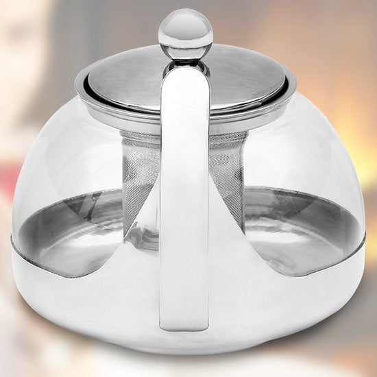 Théière en verre Monzana - avec filtre et infuseur en acier inoxydable 9 tasses - 1,2 litre