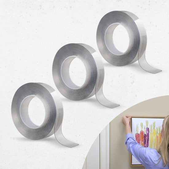 Ruban adhésif Hammersmith MonsterTape nanotape - Ruban adhésif double face doté de la technologie Nano-Grip - S'enlève sans laisser de traces - 3 pièces