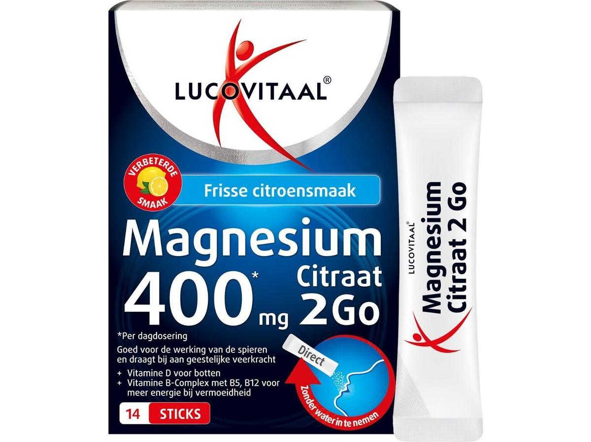 Lucovitaal Citrate de magnésium 2Go - 400 mg par sachet - 14 sachets - lot économique