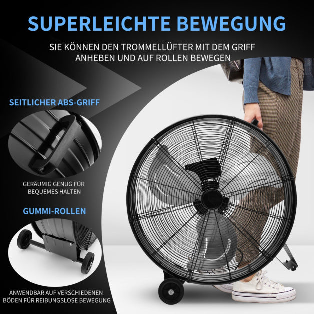 Ventilateur Coast Drum - 3 Vitesses - Cordon 180cm - 240V - 65 x 37 x 67 cm - Noir