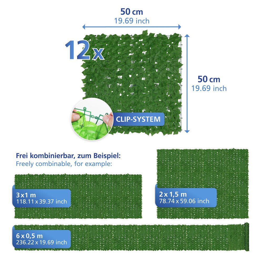 WENKO Ivy Brise-vue vert - 3 x 1 m - Plastique