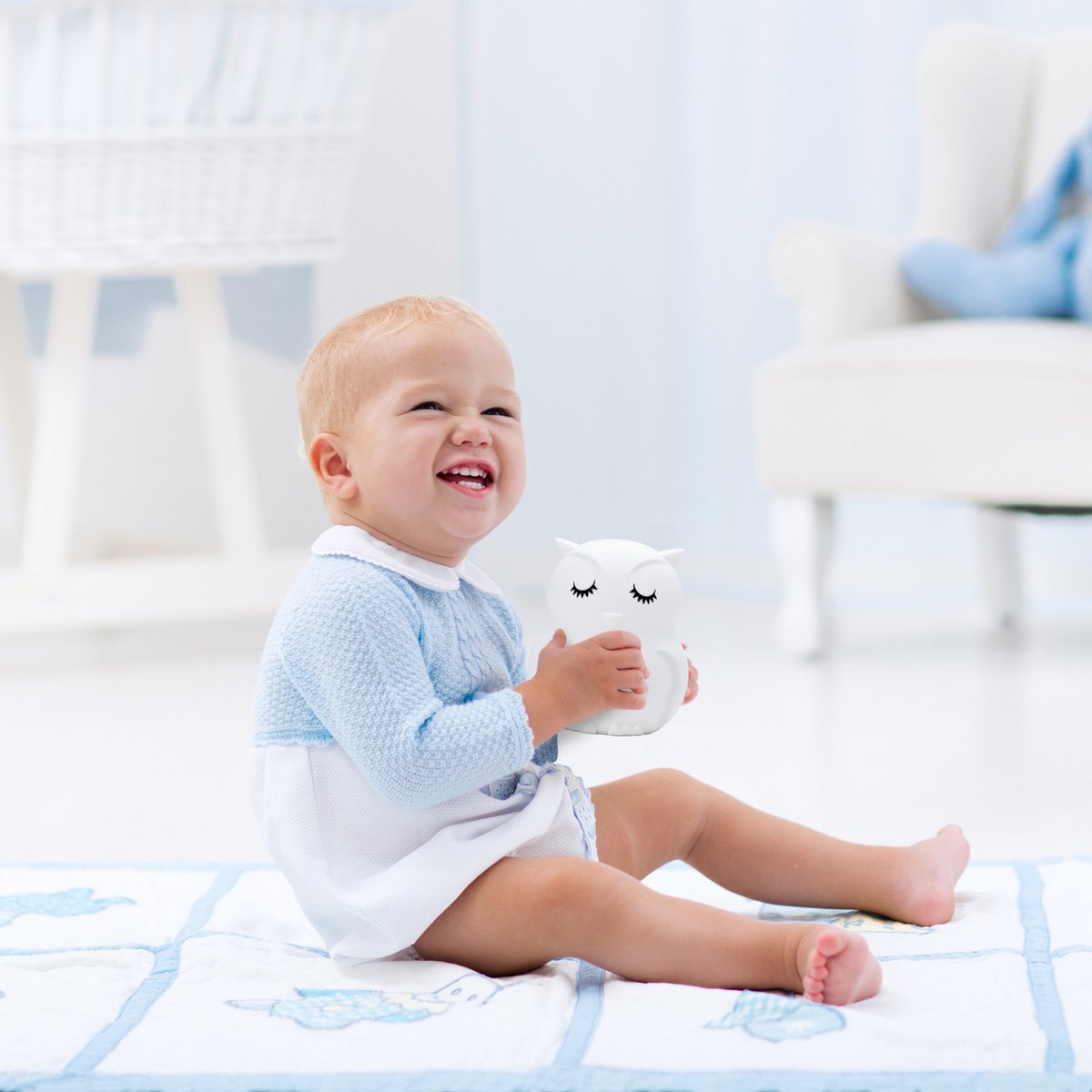 Veilleuse Sleepy Friends Children's Owl - Veilleuse Dimmable Bébé et Enfant - 8 Couleurs - Rechargeable par USB - Télécommande tactile - 95 x 97 x 100 mm - 169g