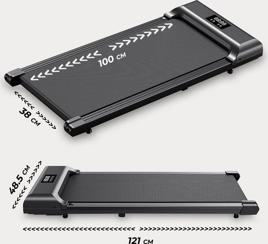 Tapis de course Fitby - Tapis de marche - Bande de marche - 1-8km/h - Ecran LED - Noir