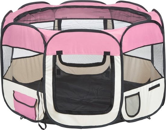 Tectake Opvouwbare Puppyren - Roze - 125 x 125 x 64 cm - Incl. Draagtas