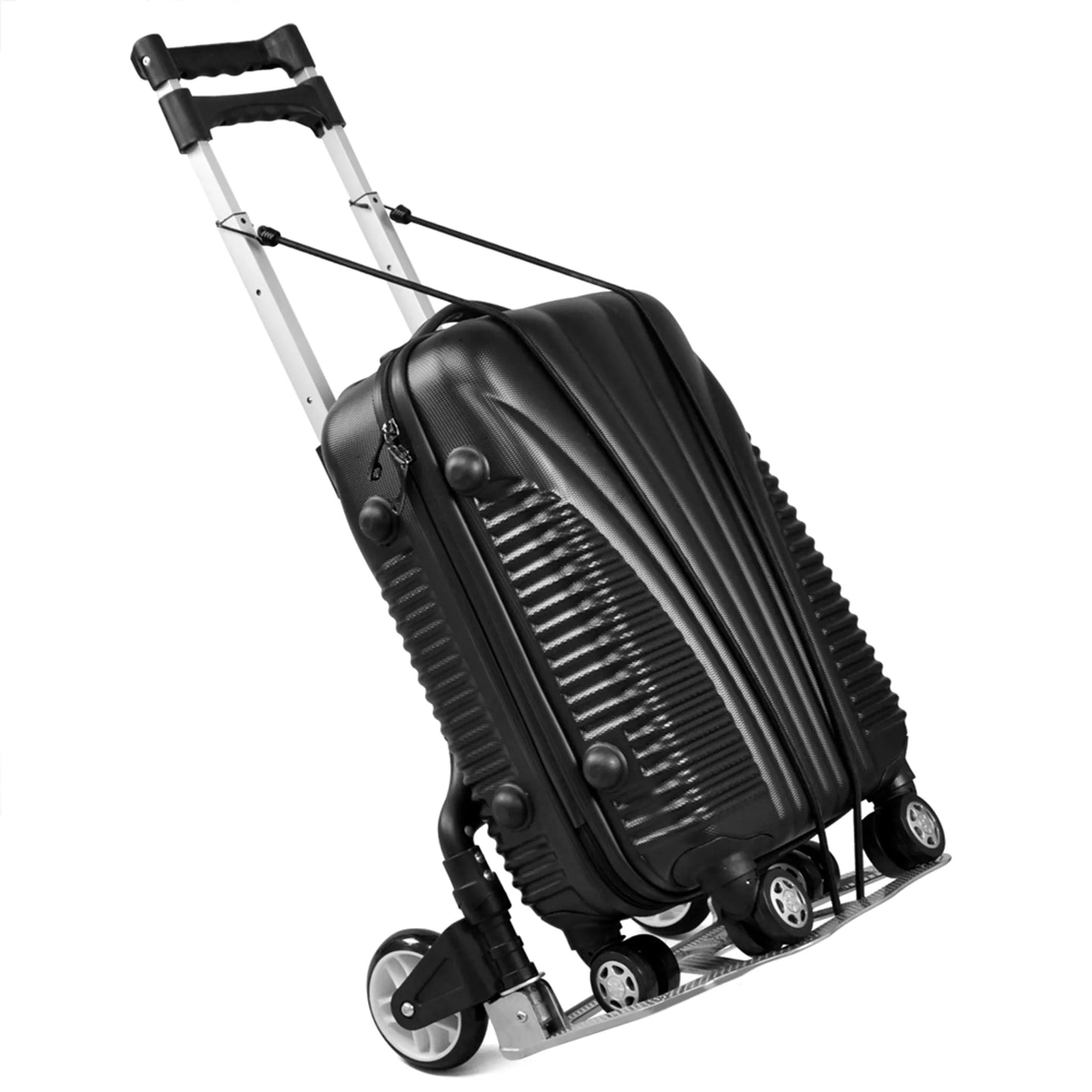 Yaheetech Chariot pliable 75 kg - équipé d'une poignée télescopique, de roues en caoutchouc et d'un câble de tension - pour le transport et le déménagement - aluminium et plastique noir et argent - 39,5 x 39,5 x 100 cm