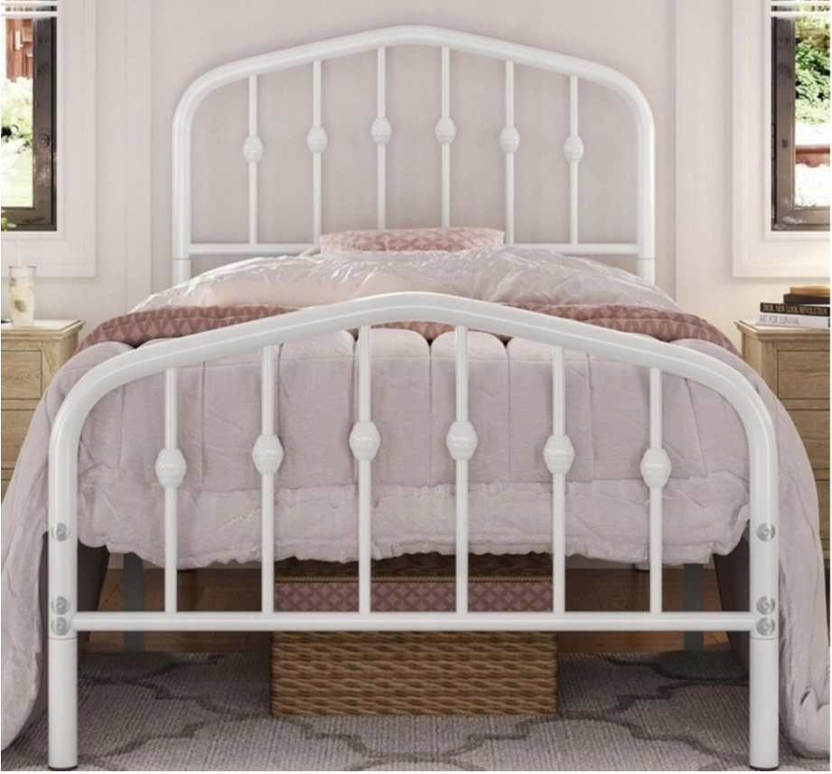 Yaheetech Lit simple en métal style vintage - Blanc - 90 x 190 cm