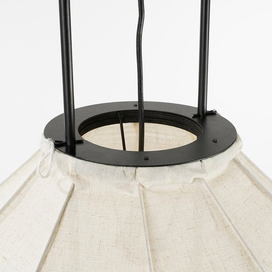 Lampe pendante - Mica Decorations  - H94 x Ø70 cm - Lin - Blanc cassé