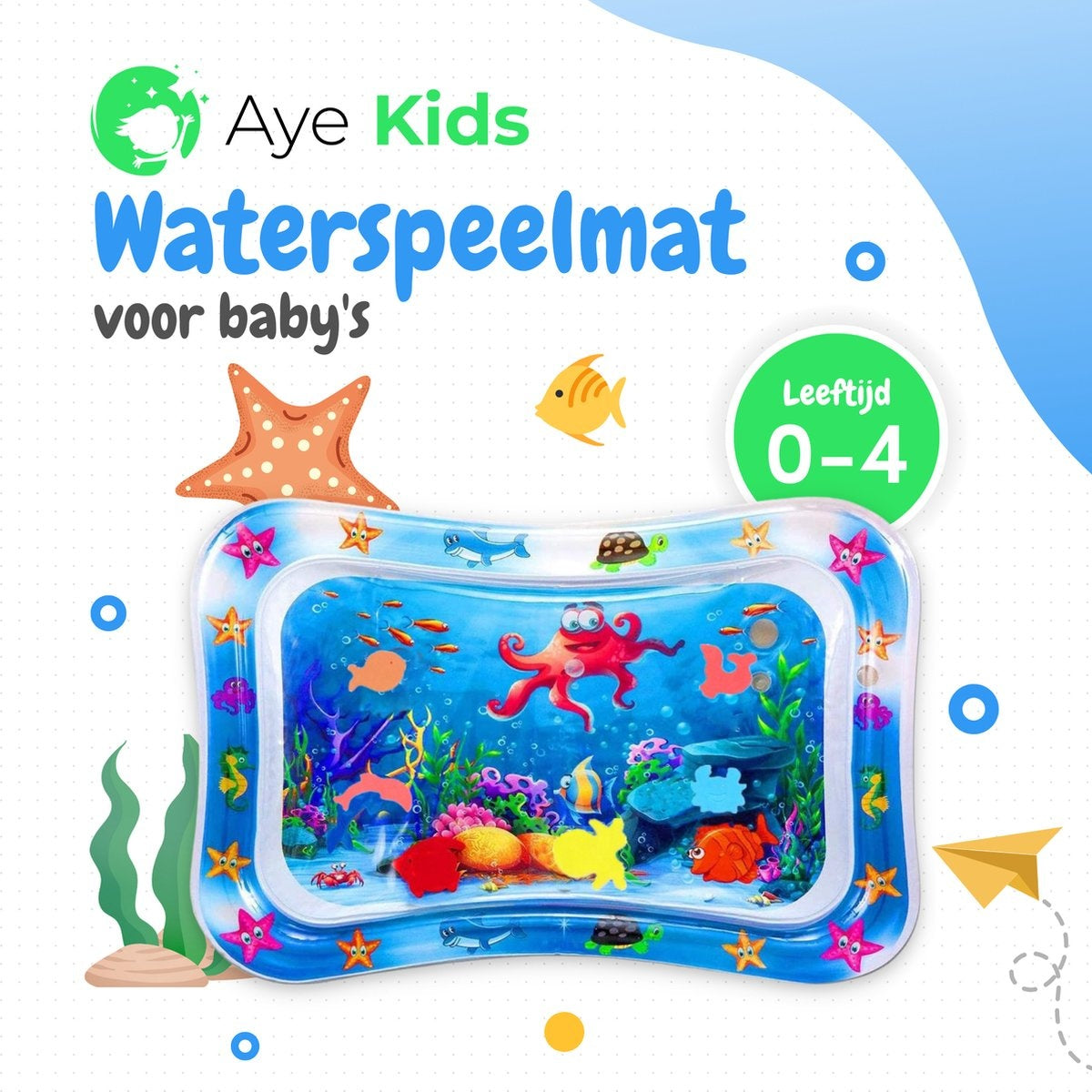 AyeKids Tapis d'eau - Matelas d'eau - Matelas de jeu - Gonflable - Matelas d'eau Baby - Bleu