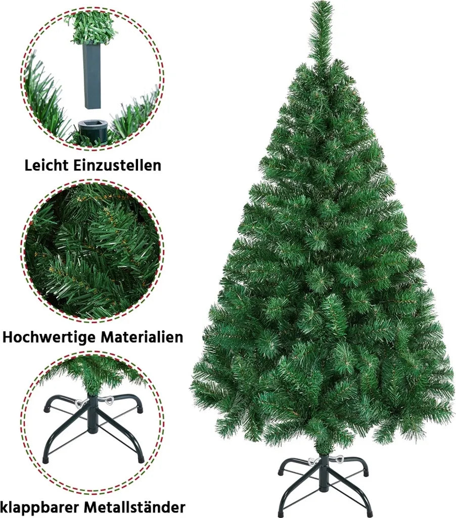 Sapin de Noël artificiel Yaheetech, 124 cm, avec socle pliable, vert