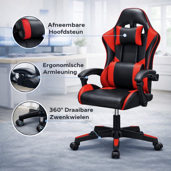 Bayt Gaming chair - Chaise gaming - Chaise gamer confort - Noir et rouge