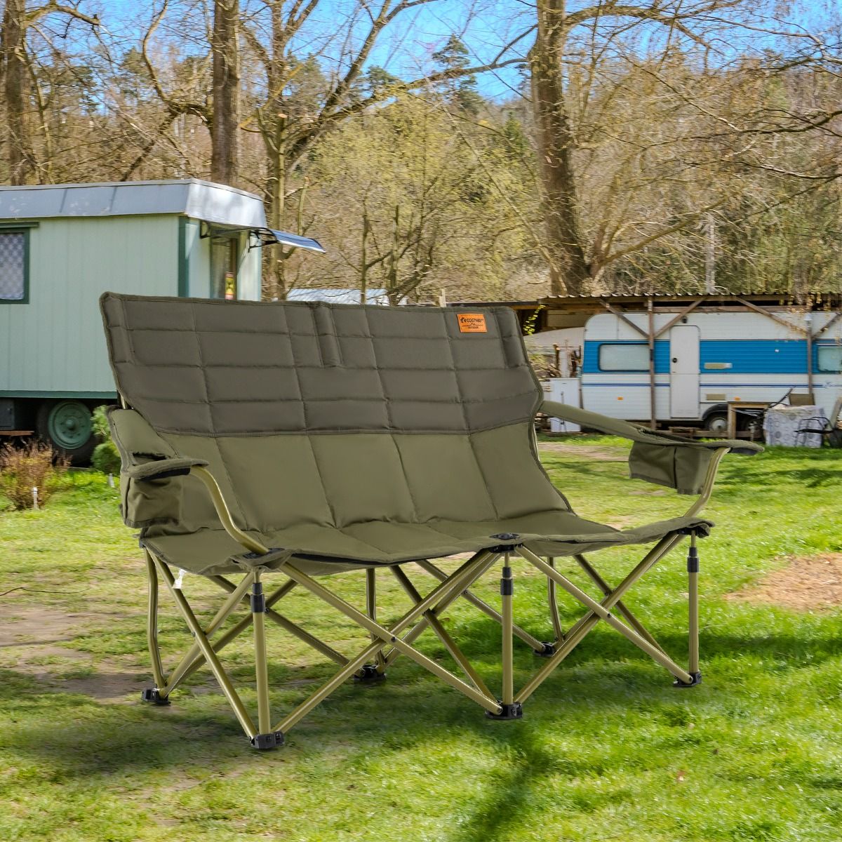 Chaise de camping pliable Coast Oversized - Utilisation en extérieur - 300 kg - 149 x 70 x 80 cm - Bleu