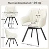 Chaise de salle à manger Yaheetech avec accoudoirs – Beige – 55 x 58,5 x 82 cm – Pivotante à 360° avec revêtement en velours