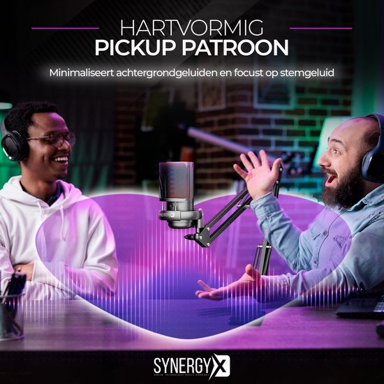 SynergyX SonicFlex Pro Microphone - Microphone de jeu USB avec bras - PC Gaming - Convient pour PC/PS4/PS5 - RGB - Podcast - Gaming - Streaming - Noir