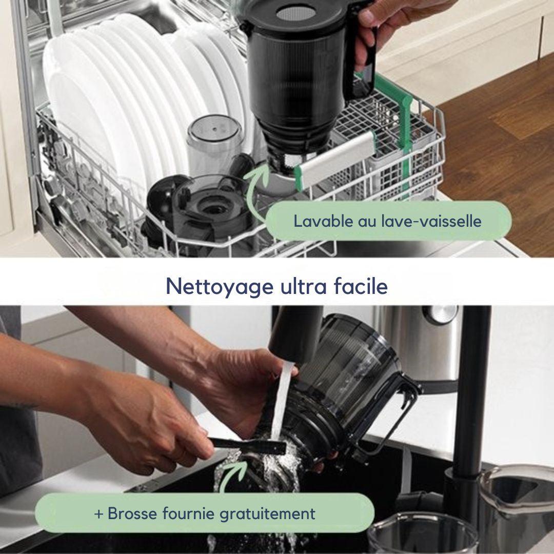 Extracteur de jus lent pour fruits et légumes Safecourt Kitchen - Ouverture de remplissage XXL - Moteur puissant - Noir