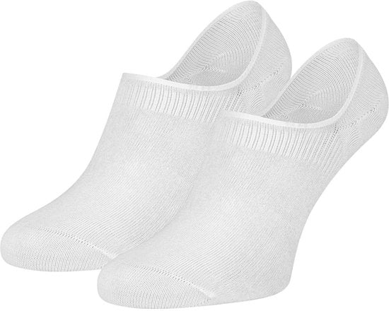Basset - Chaussettes invisibles unisexes en bambou - Lot de 2 - Taille 35/38 - Blanc
