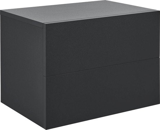 Table de nuit flottante - 40 x 29 x 30 cm - Noir - 2 tiroirs